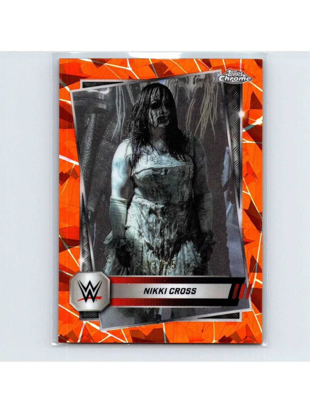2025 Topps Chrome WWE Sapphire Nikki Cross #75 Orange Refractor #/25 Raw